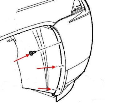 scheme of fastening of front bumper Jeep Patriot